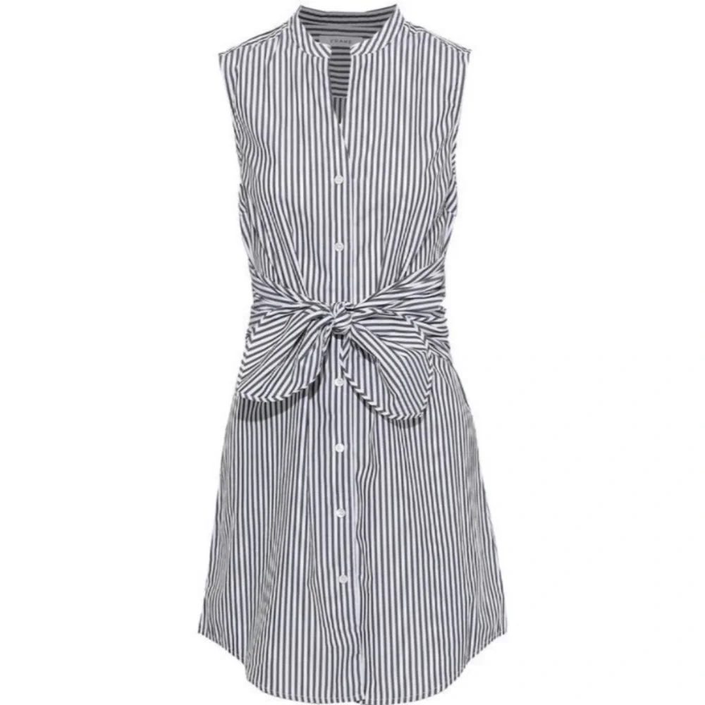 FRAME Cotton Sleeveless Striped Button Down Dress Tie Waist Shirt Dress SMALL - Picture 11 of 11